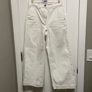 Everlane white wide leg crop pants